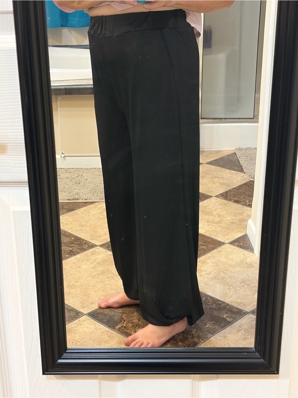 Black Wide Leg High Slit Harem Pants- NWOT - Picture 8 of 12